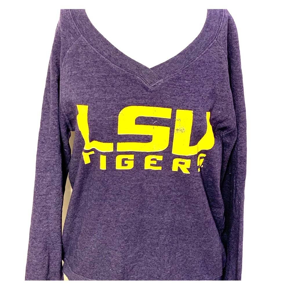 NCAA League Tri-Blend Sweats LSU V-Neck SOFT NWOT